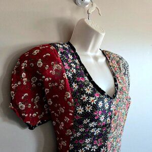 Vintage Algo multicolored maxi dress with pleated skirt.